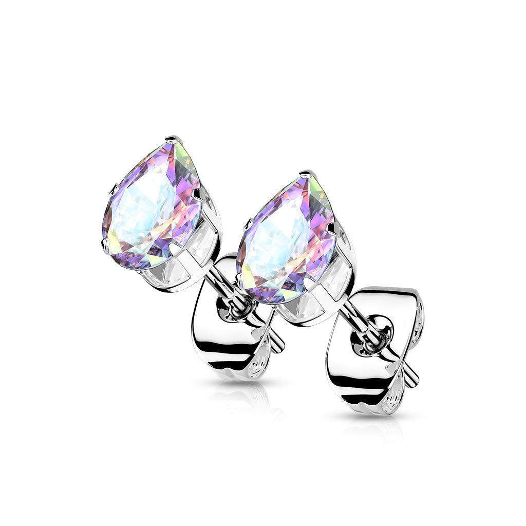 Pair of Earring studs with Teardrop CZ