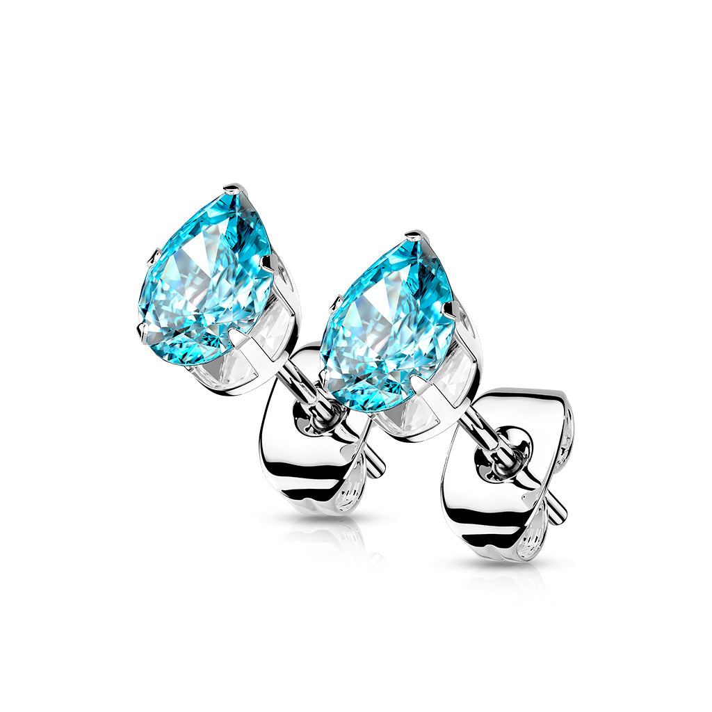 Pair of Earring studs with Teardrop CZ
