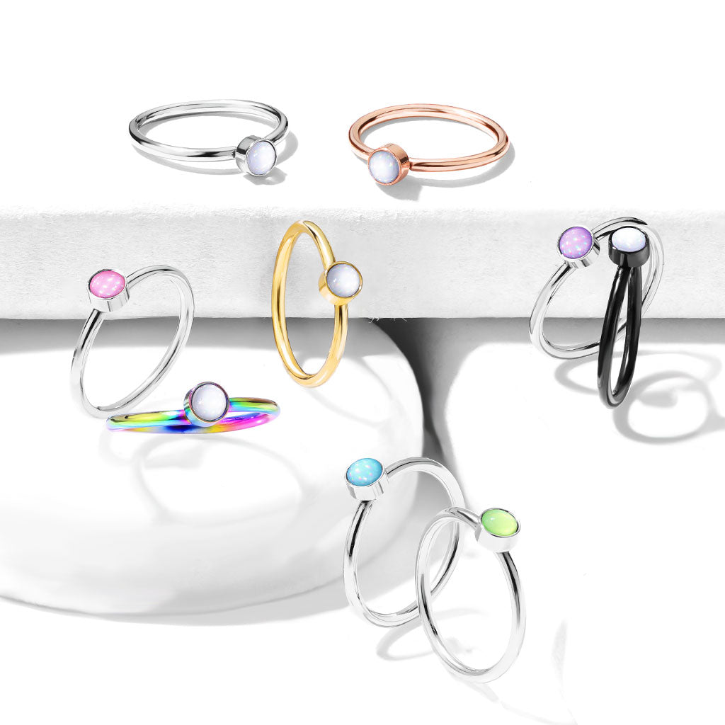 Illuminating Stone Set 20 Gauge 316L Surgical Steel Bendable Nose Rings