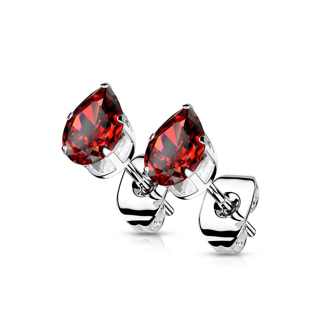 Pair of Earring studs with Teardrop CZ