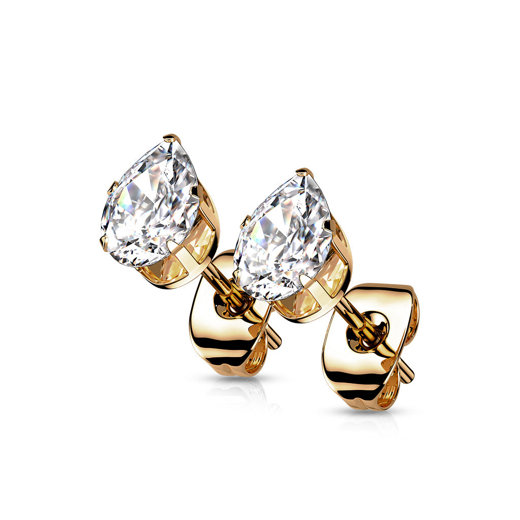 Pair of Earring studs with Teardrop CZ