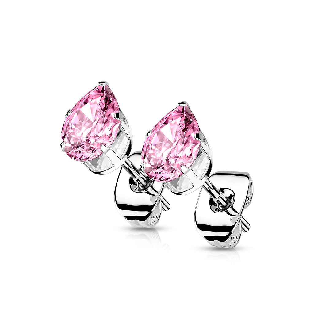 Pair of Earring studs with Teardrop CZ