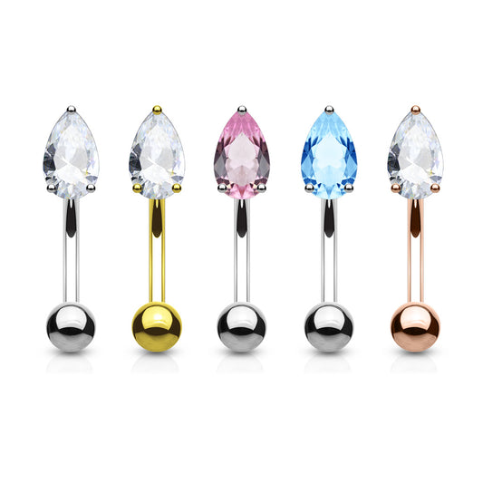 Tear Drop Crystal Curved Bar