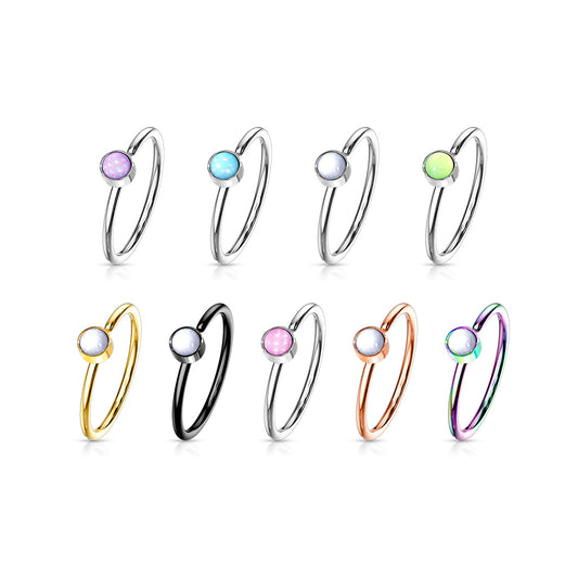 Illuminating Stone Set 20 Gauge 316L Surgical Steel Bendable Nose Rings