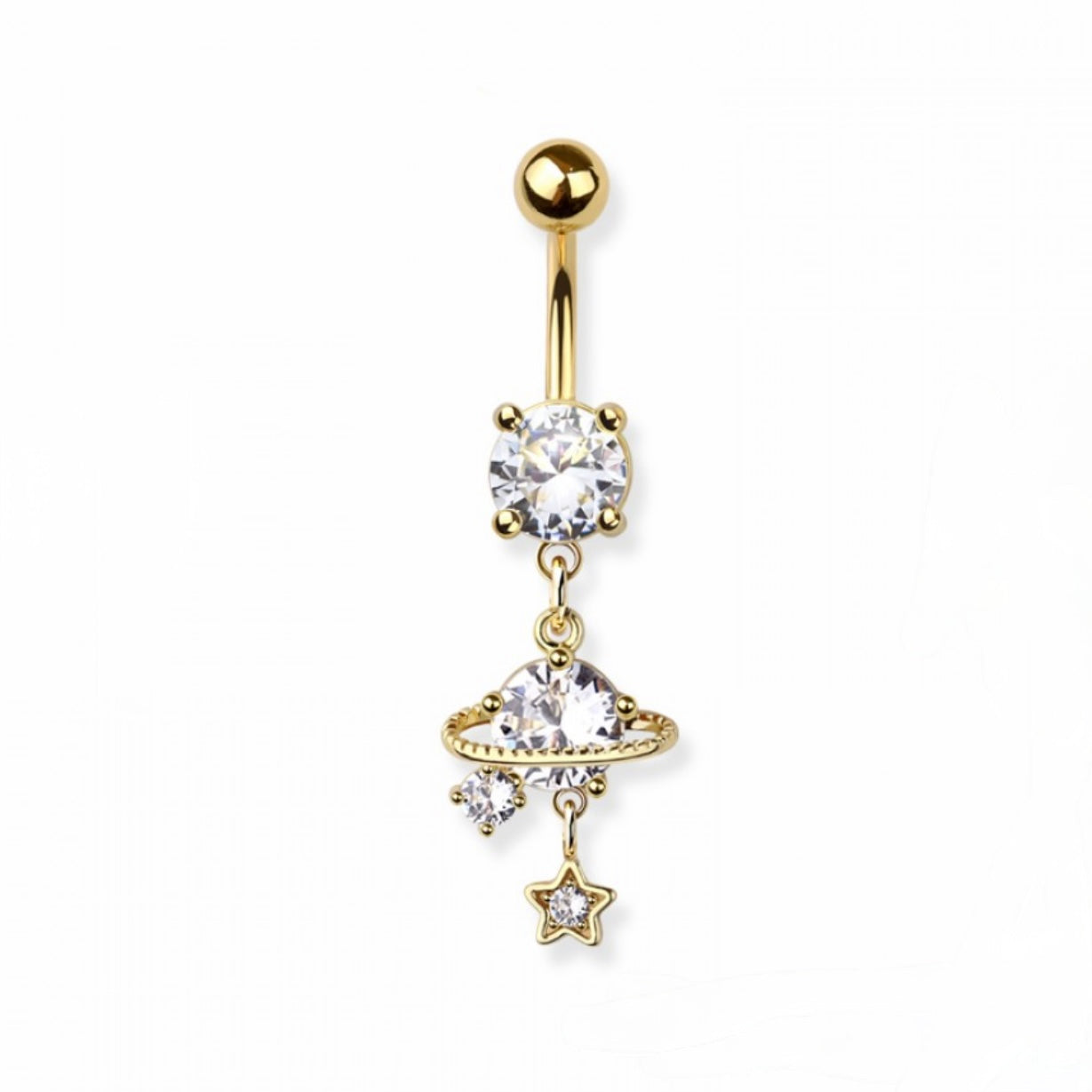 Cz Planet Star Belly Bar
