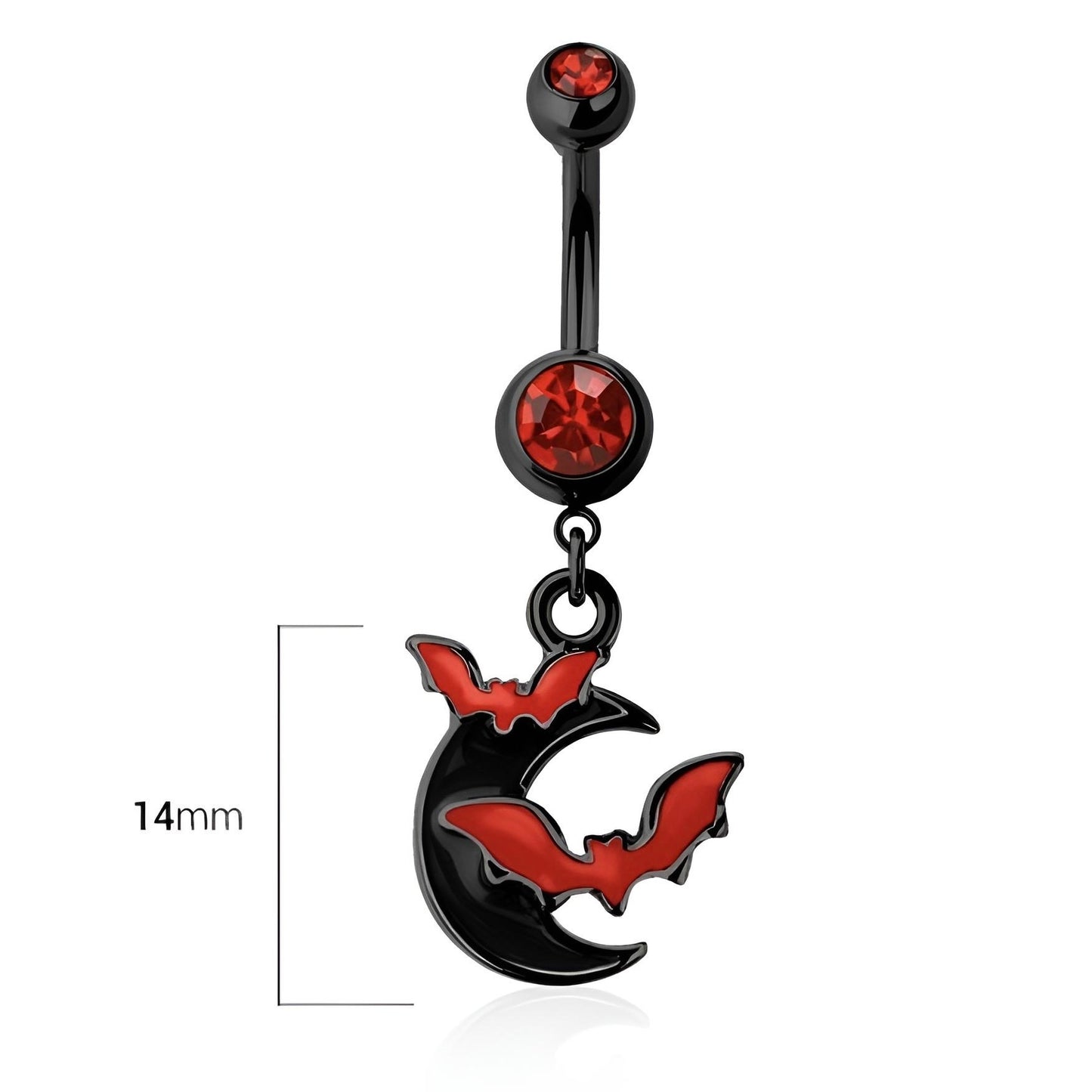 Bat Moon Cz Belly Bar