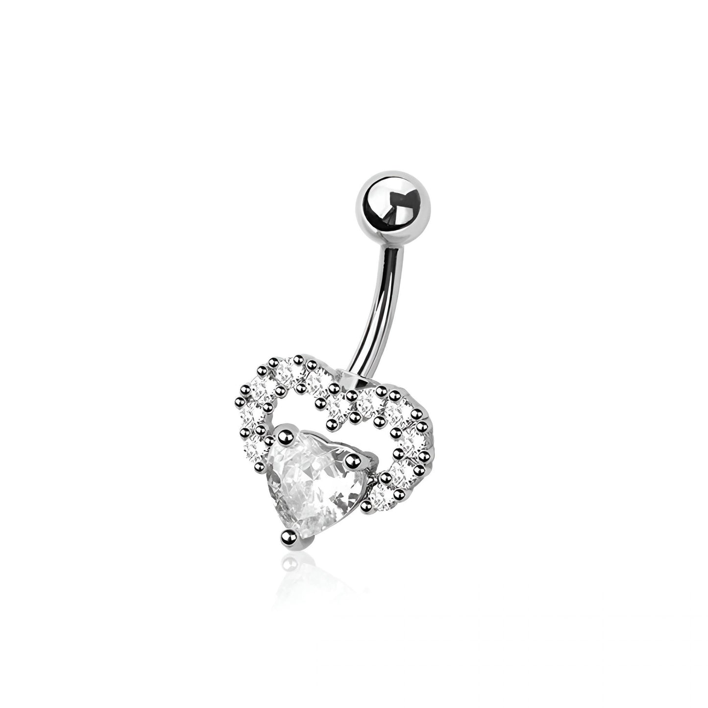 Multi Cz Heart Belly Bar