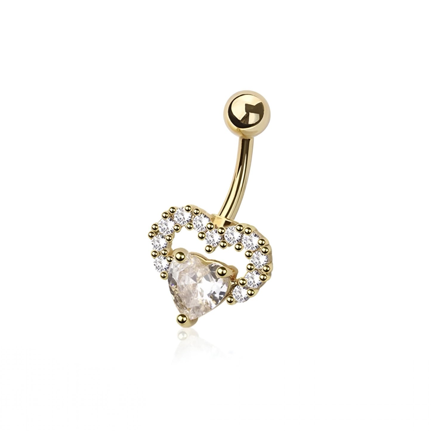 Multi Cz Heart Belly Bar