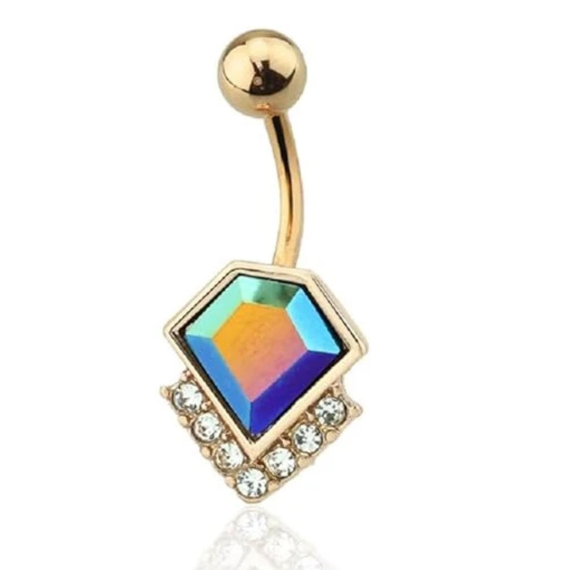 Crystal Lined Synthetic Opal Belly Bar