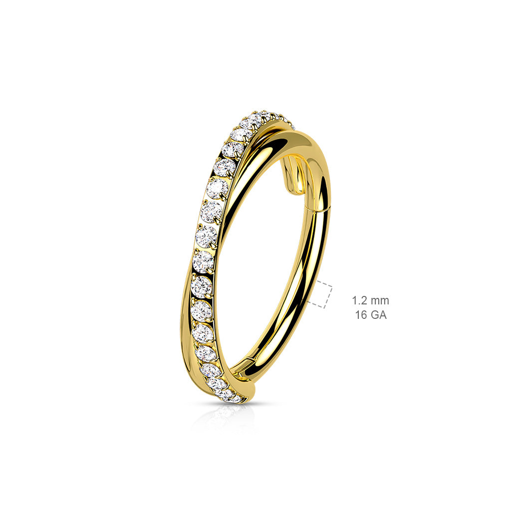 Helix Or Tragus Hinged Segment with Criss-Cross CZ Paved Lines