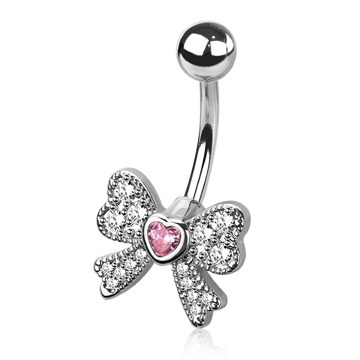 Cz Ribbon Belly Bar