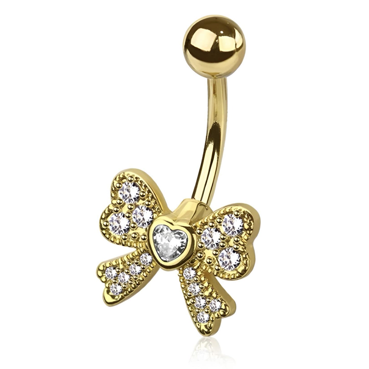 Cz Ribbon Belly Bar