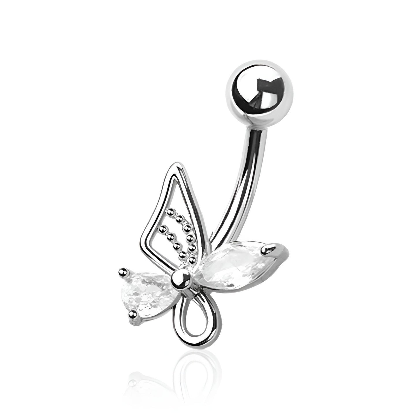 Multi Cz Butterfly Belly Bar