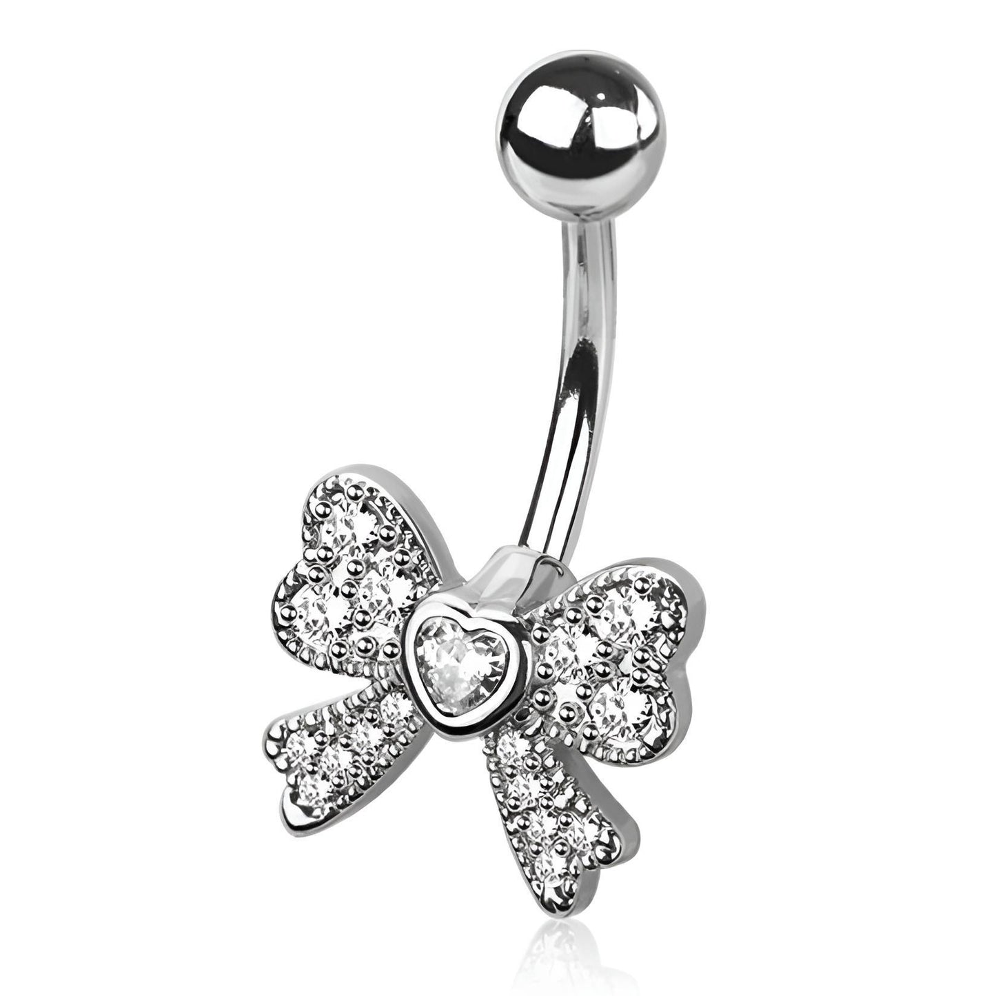 Cz Ribbon Belly Bar