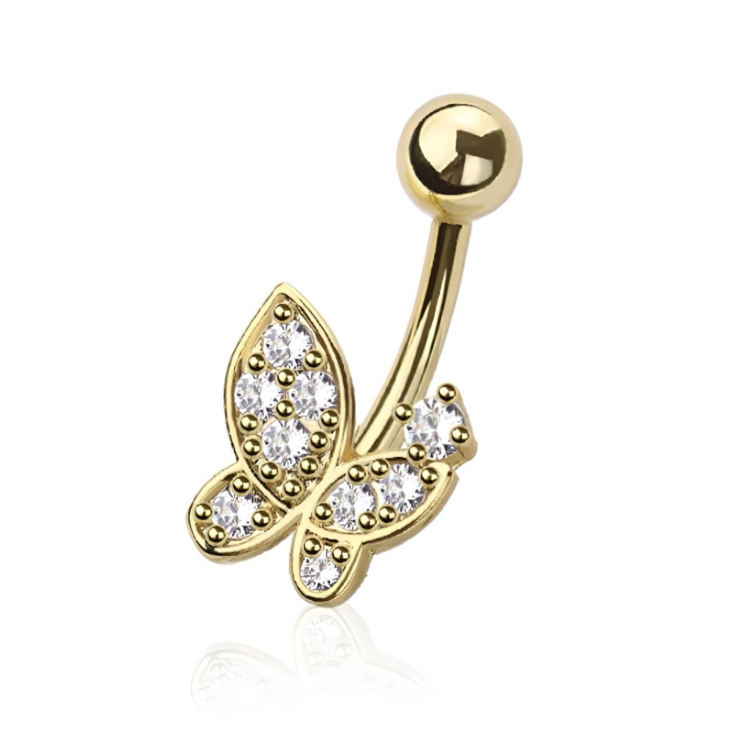 Multi Cz Butterfly Belly Bar