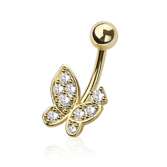 Multi Cz Butterfly Belly Bar