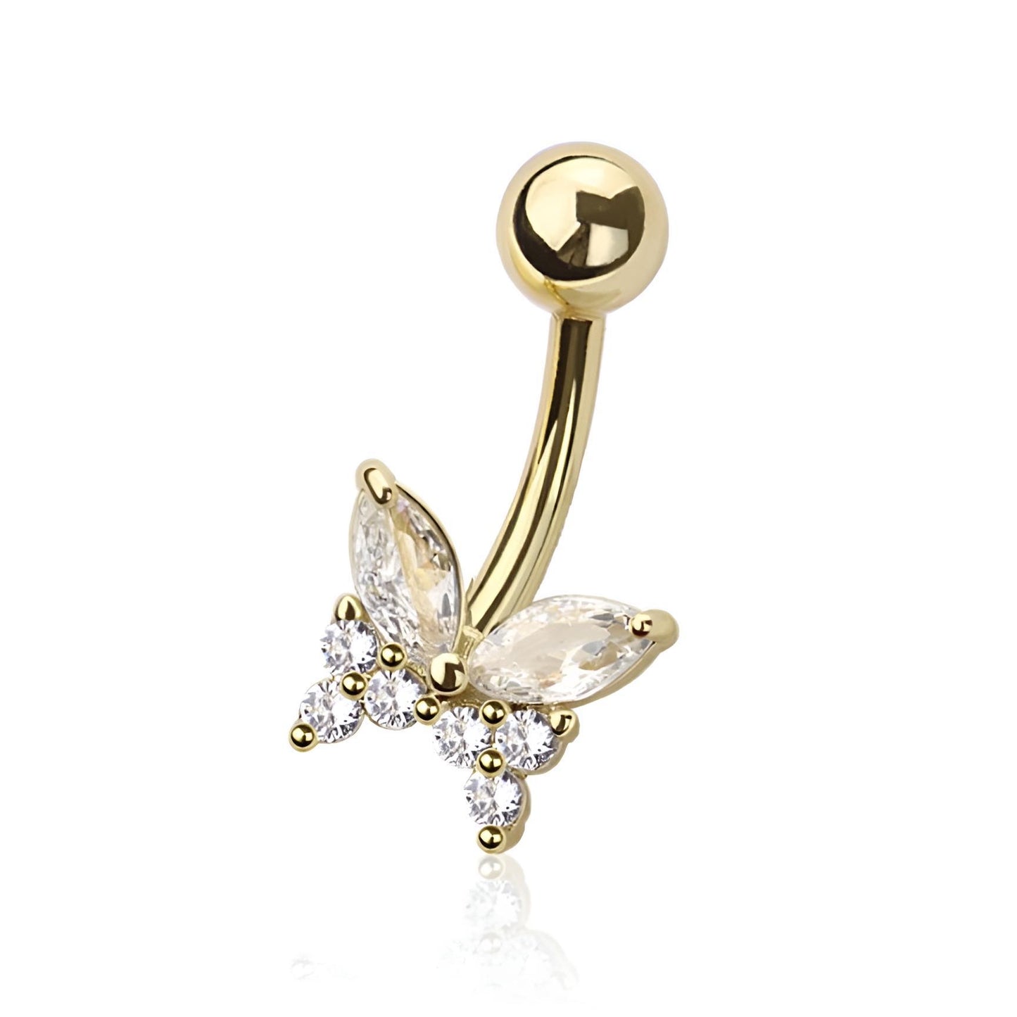 Multi Cz Butterfly Belly Bar
