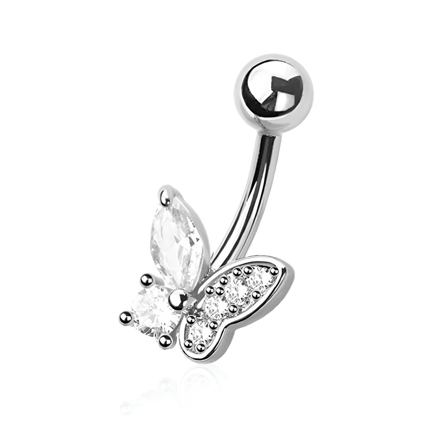 Cz Butterfly Belly Bar