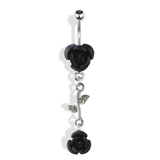 Rose With Vine Leaf Belly Bar