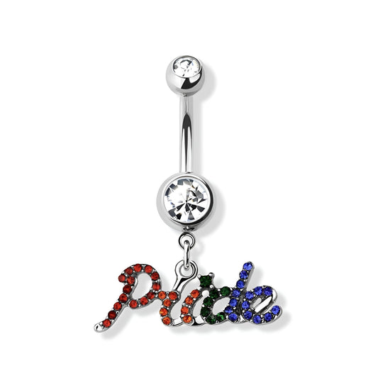 Pride Rainbow Cz Belly Bar