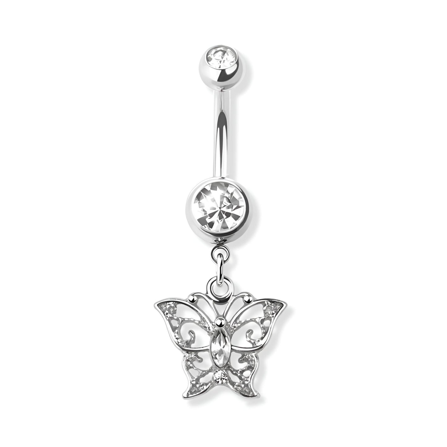 Gem Paved Butterfly Belly Bar