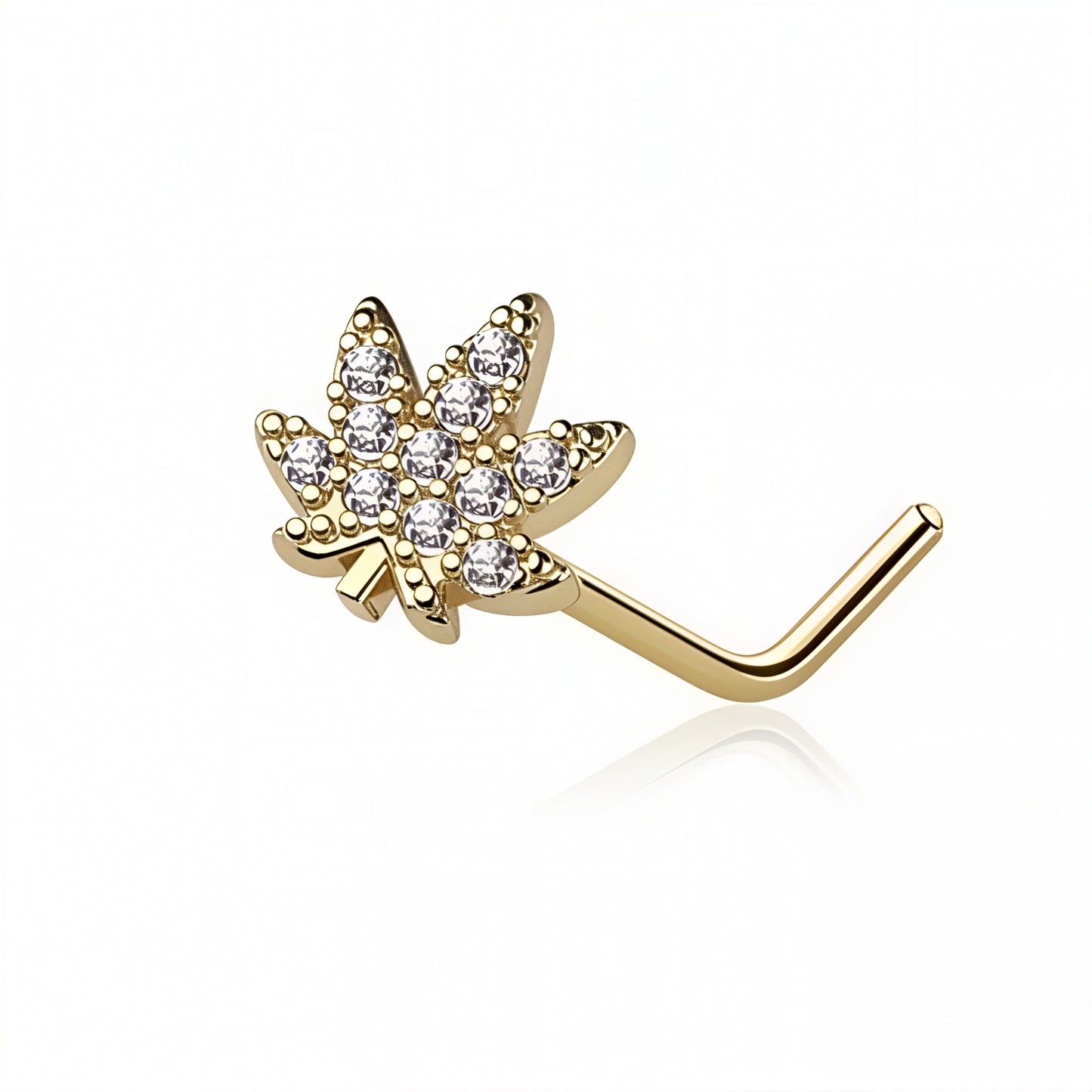 CZ GEM PAVED MARIJUANAS NOSE STUD