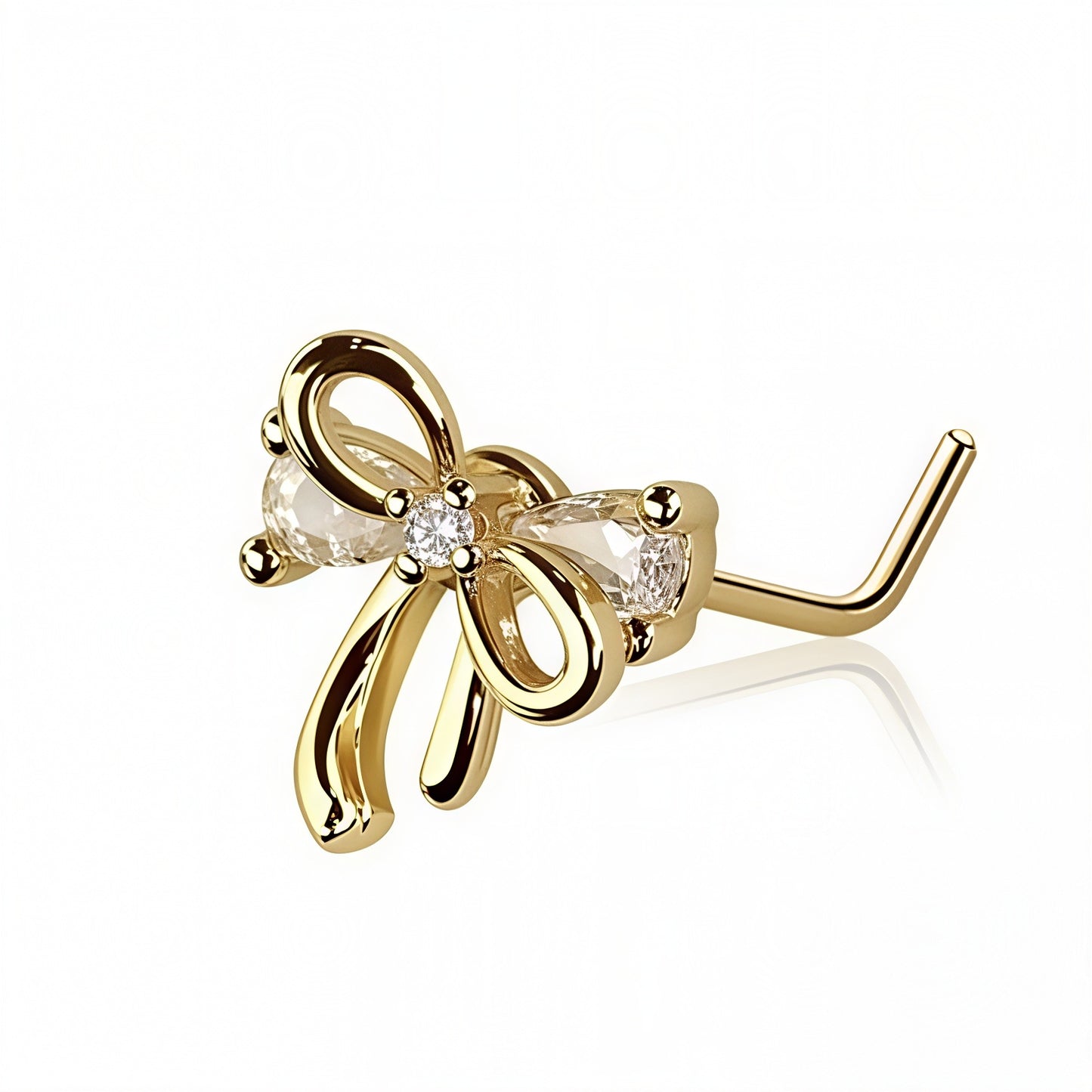 Multi CZ Ribbon L-Shape Nose Stud