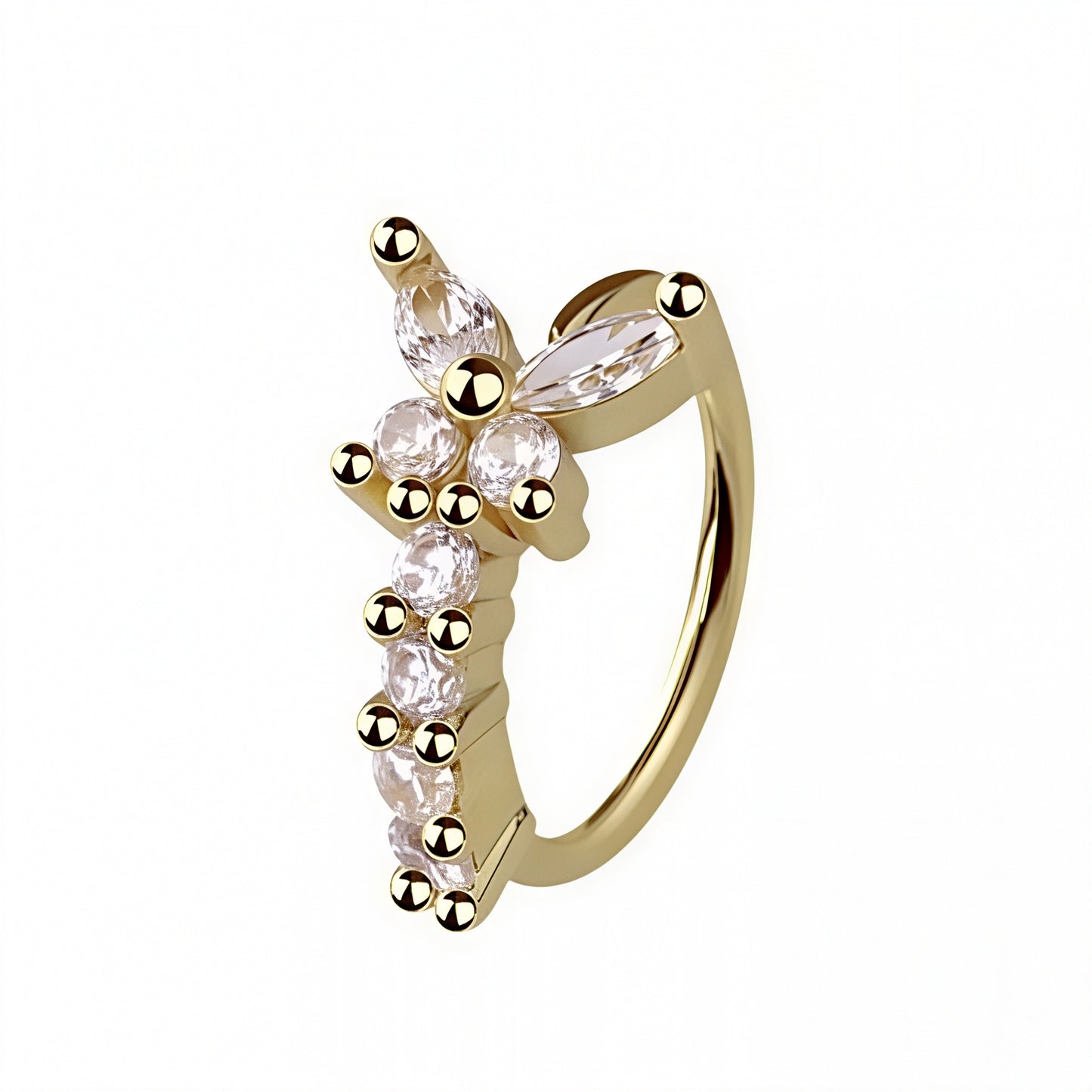 Multi CZ Butterfly Hoop Nose Ring