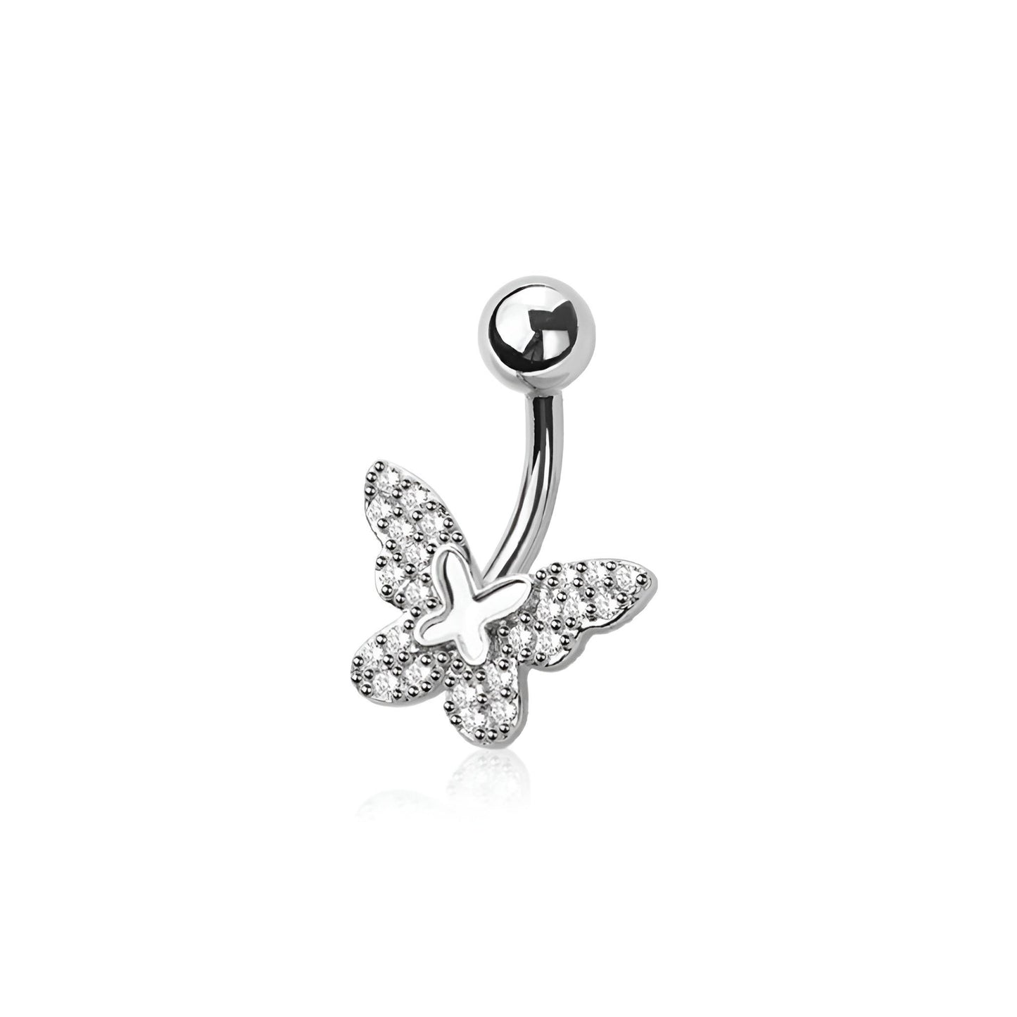 Multi Cz Double Butterfly Belly Bar
