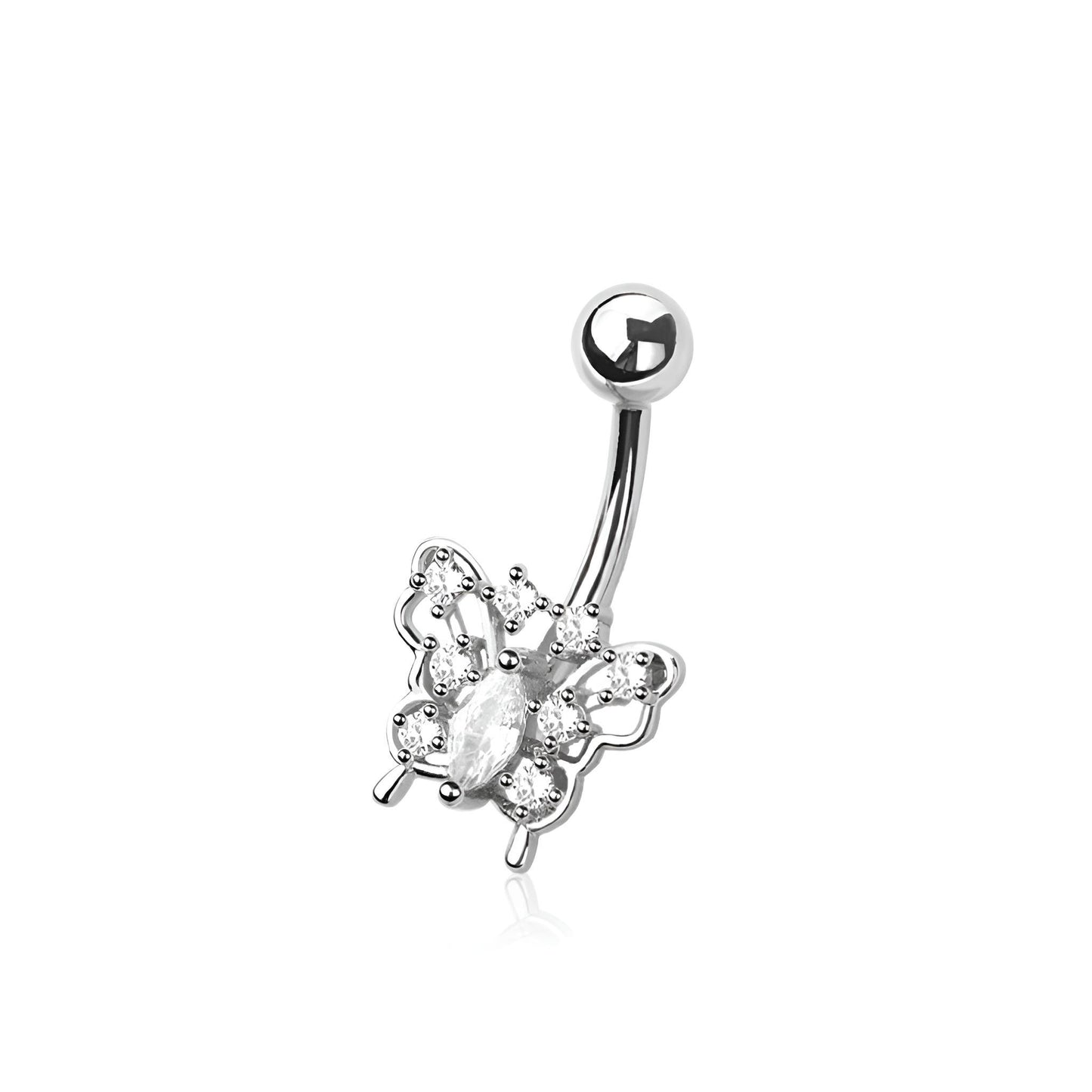 Cz Butterfly Belly Bar