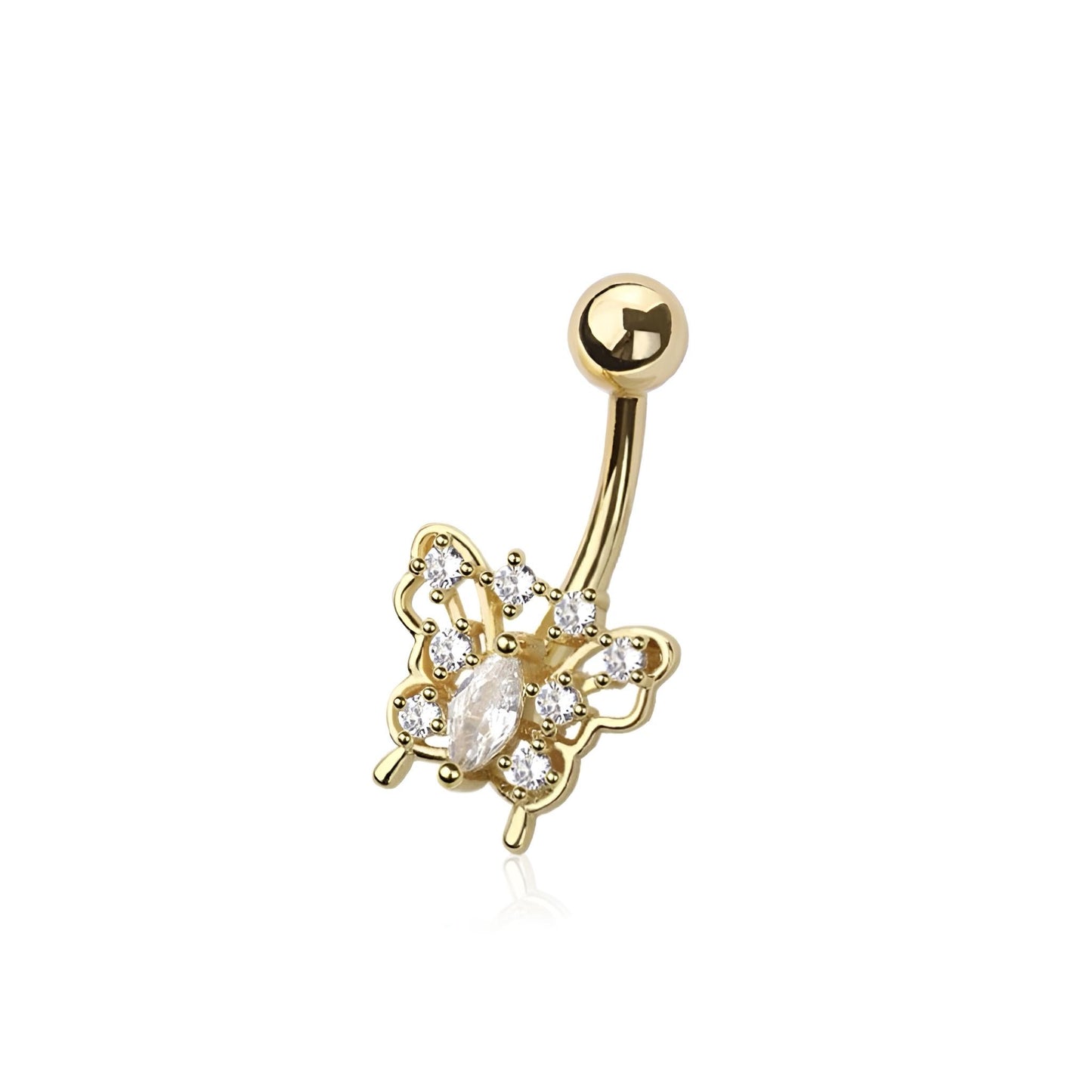 Cz Butterfly Belly Bar