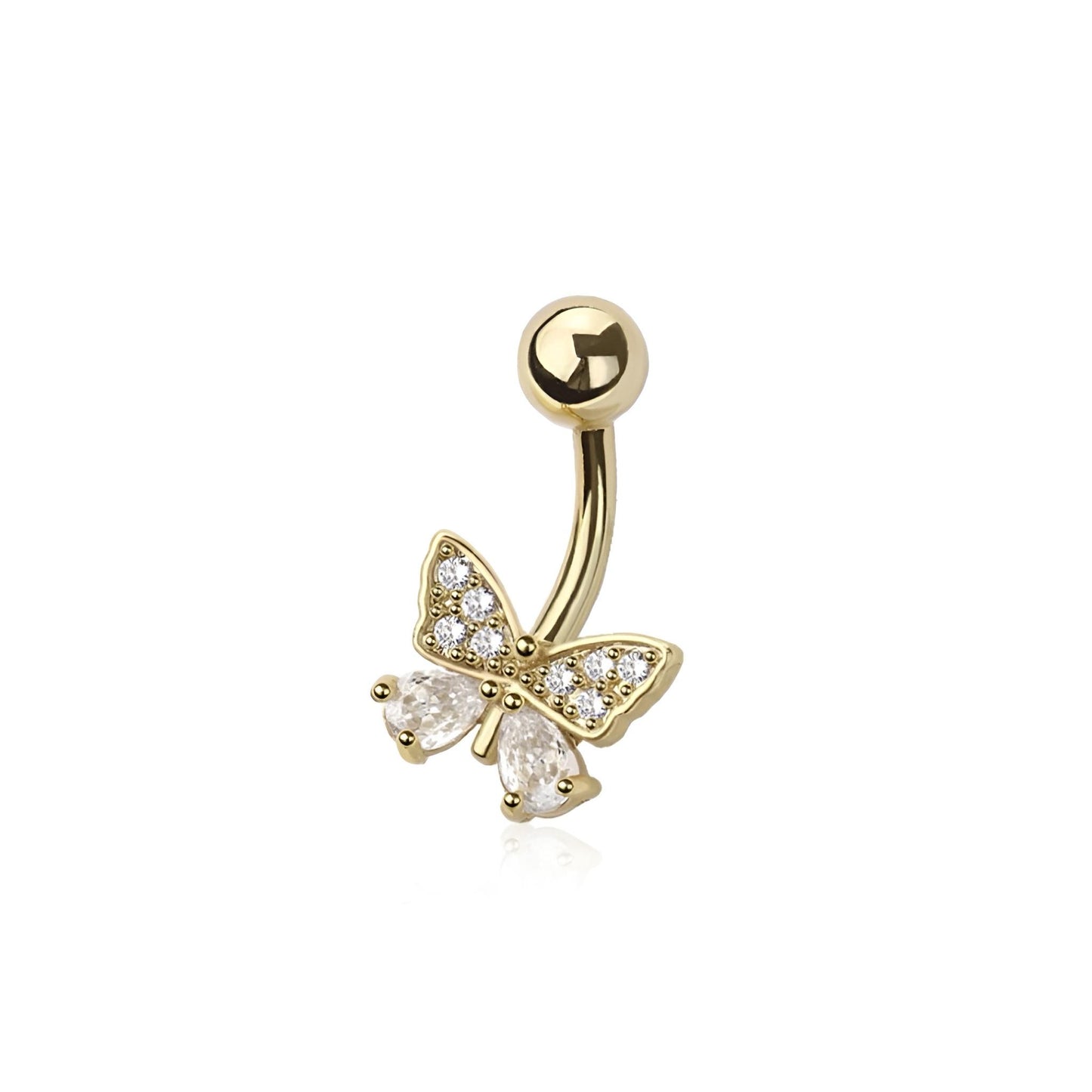 Cz Butterfly Belly Bar