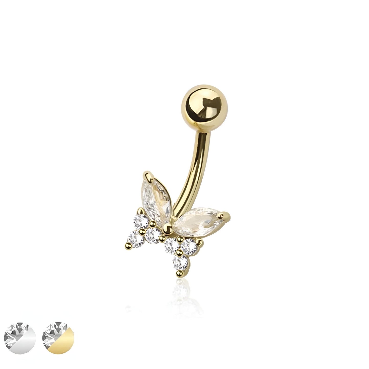 Multi Cz Butterfly Belly Bar