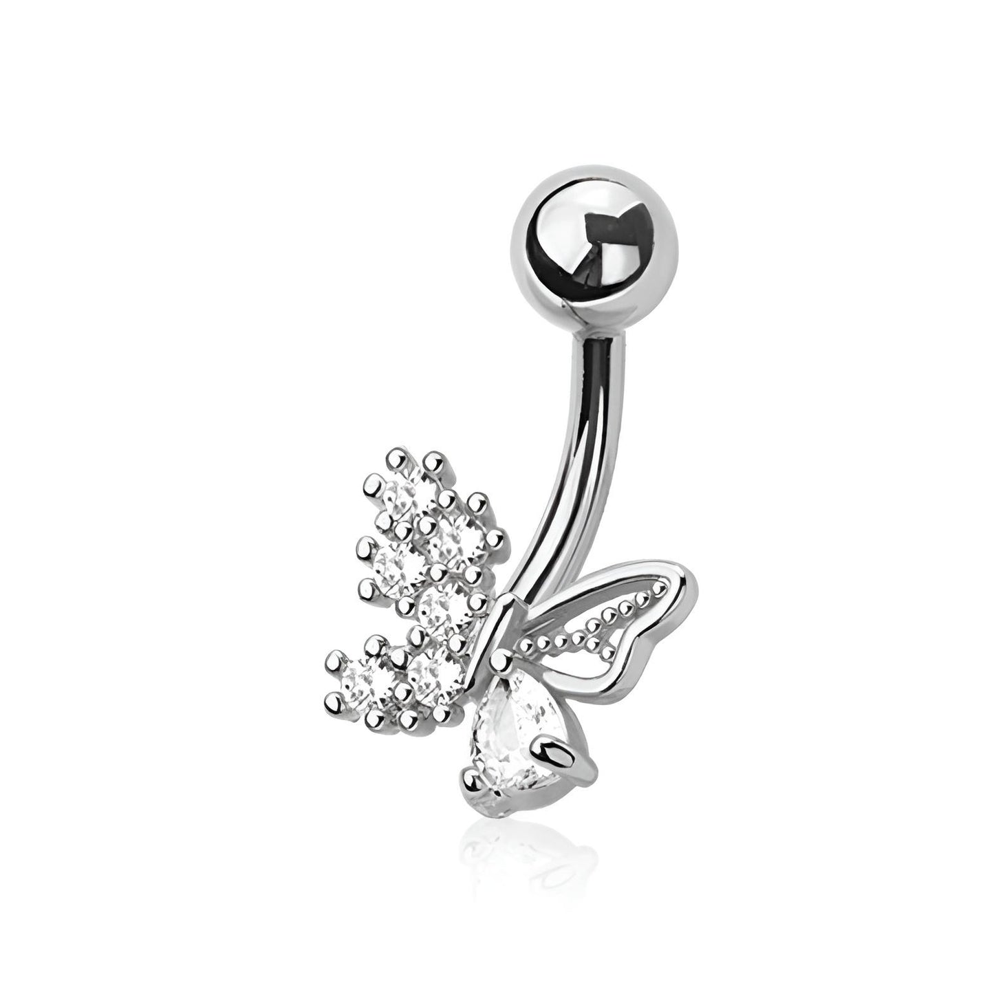 Cz Butterfly Belly Bar