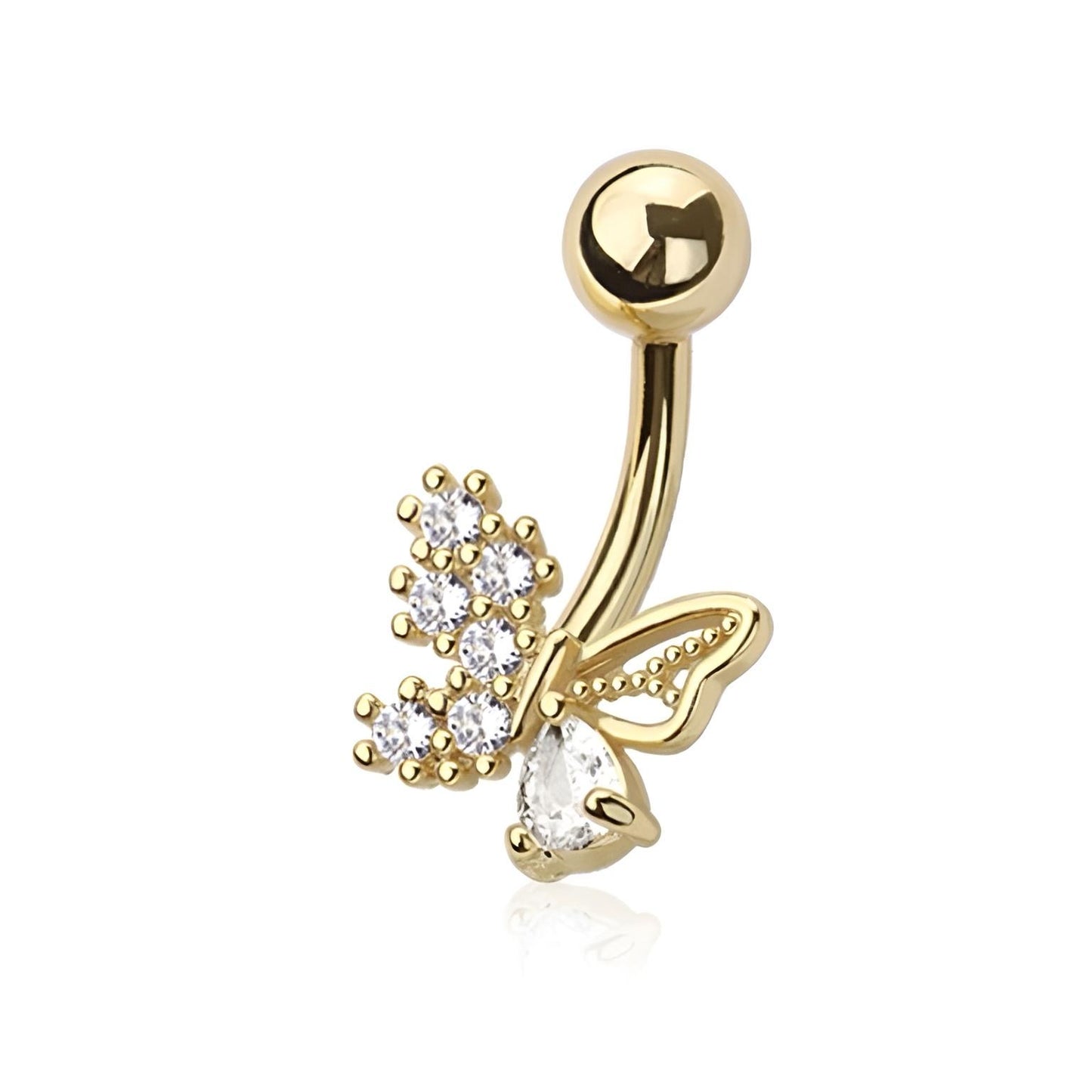 Cz Butterfly Belly Bar