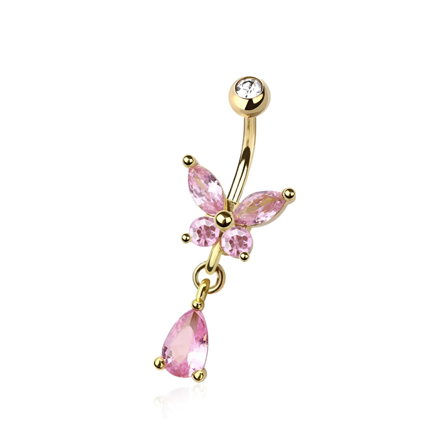 Cz Butterfly Belly Bar