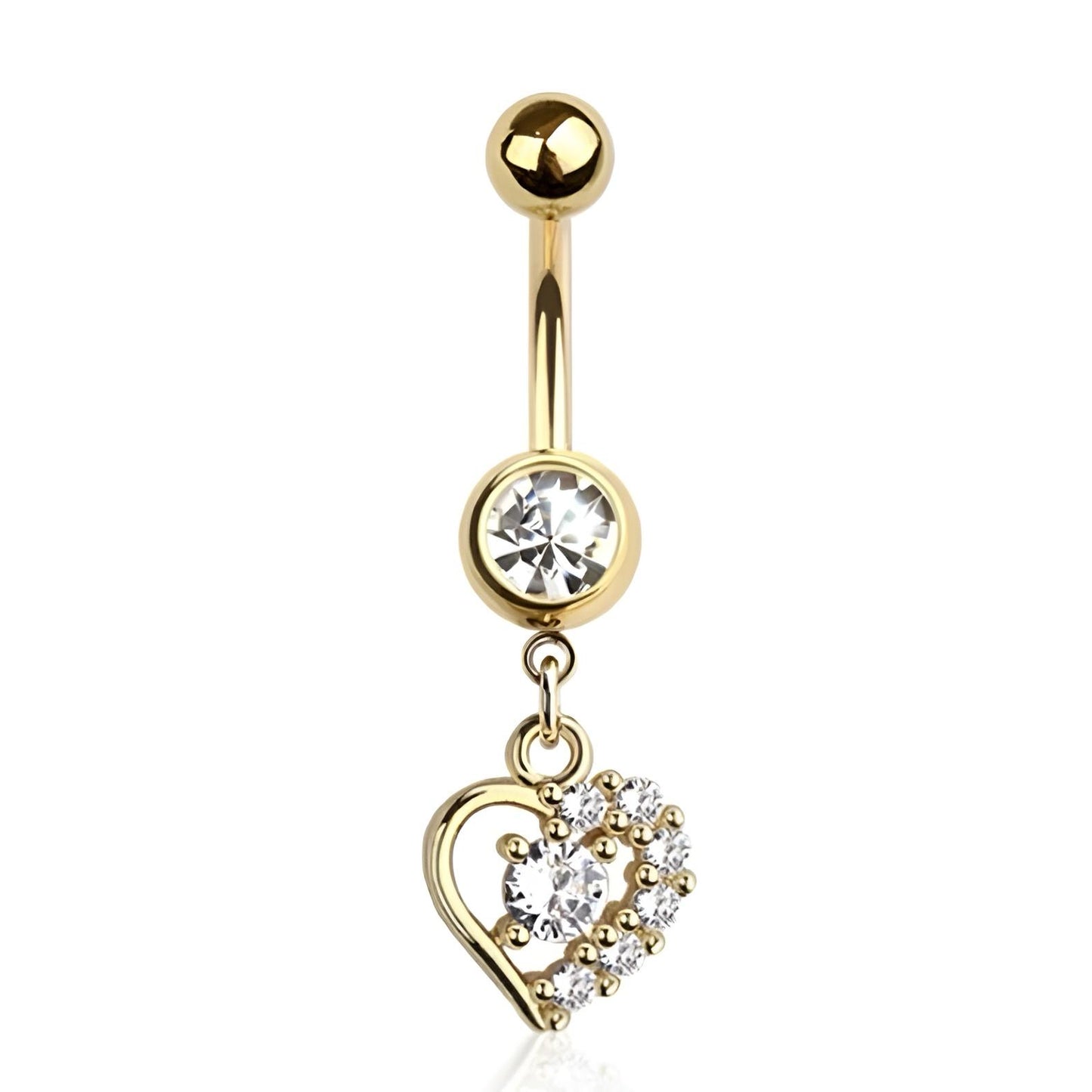 Cz Side Heart Belly Bar