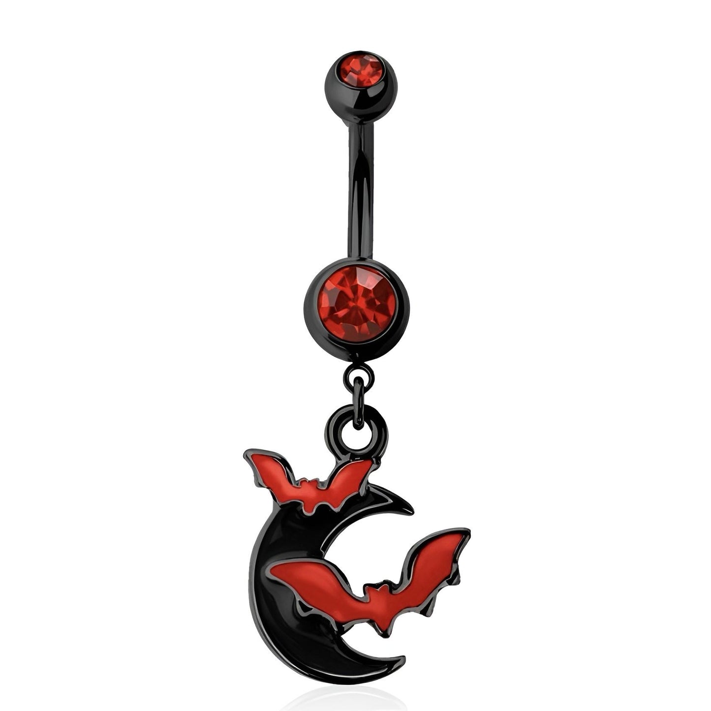 Bat Moon Cz Belly Bar