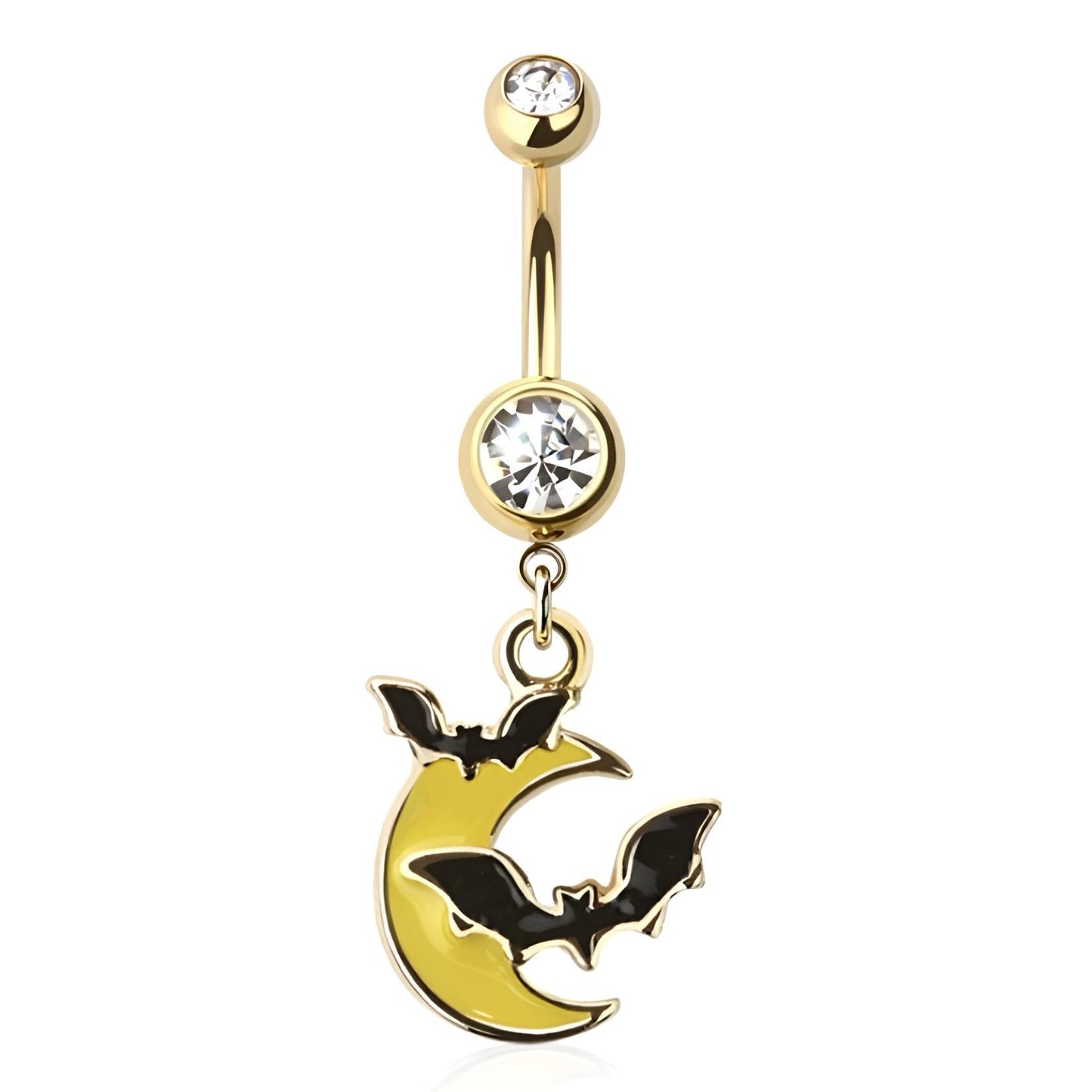 Bat Moon Cz Belly Bar