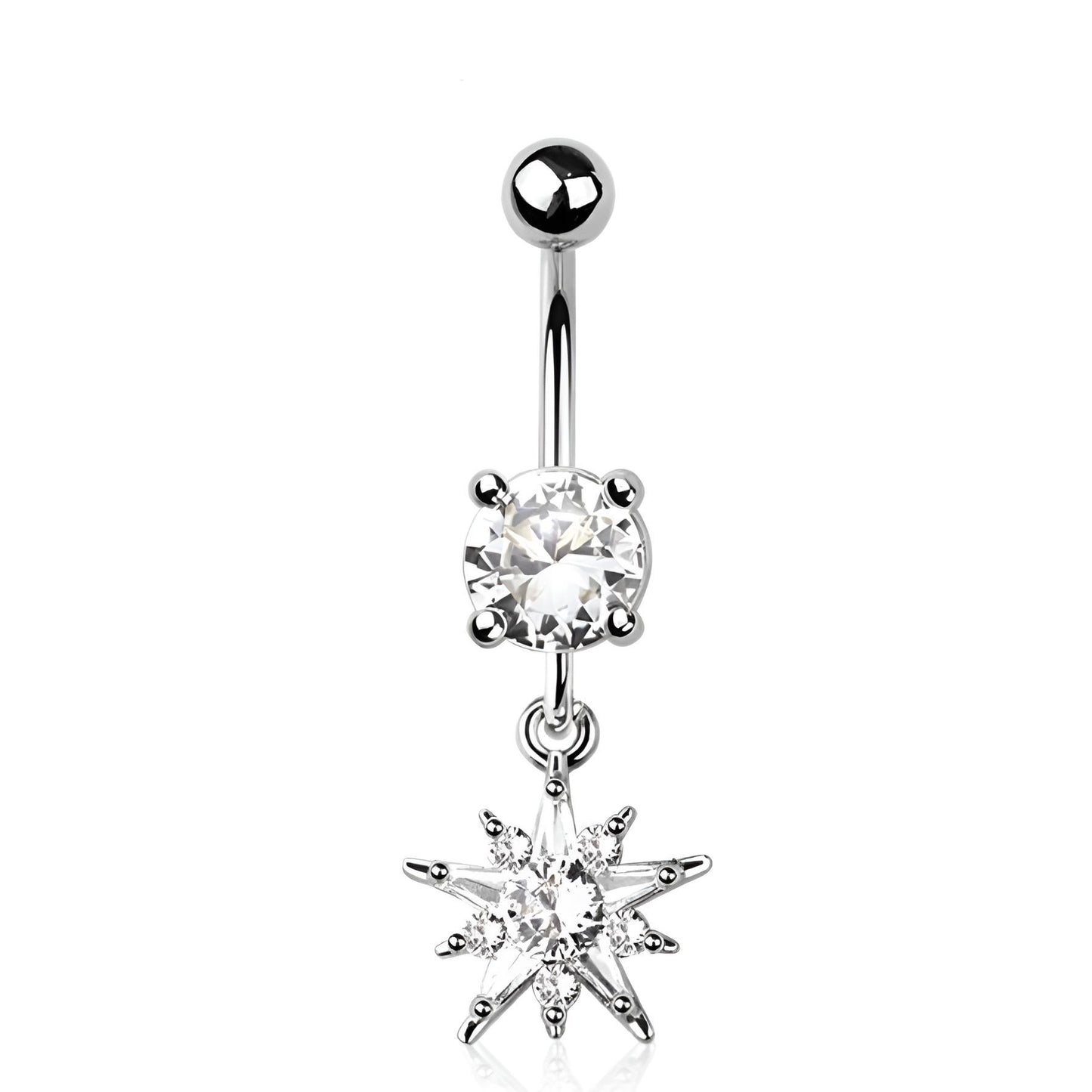 Multi Cz Star Sun Burst Belly Bar