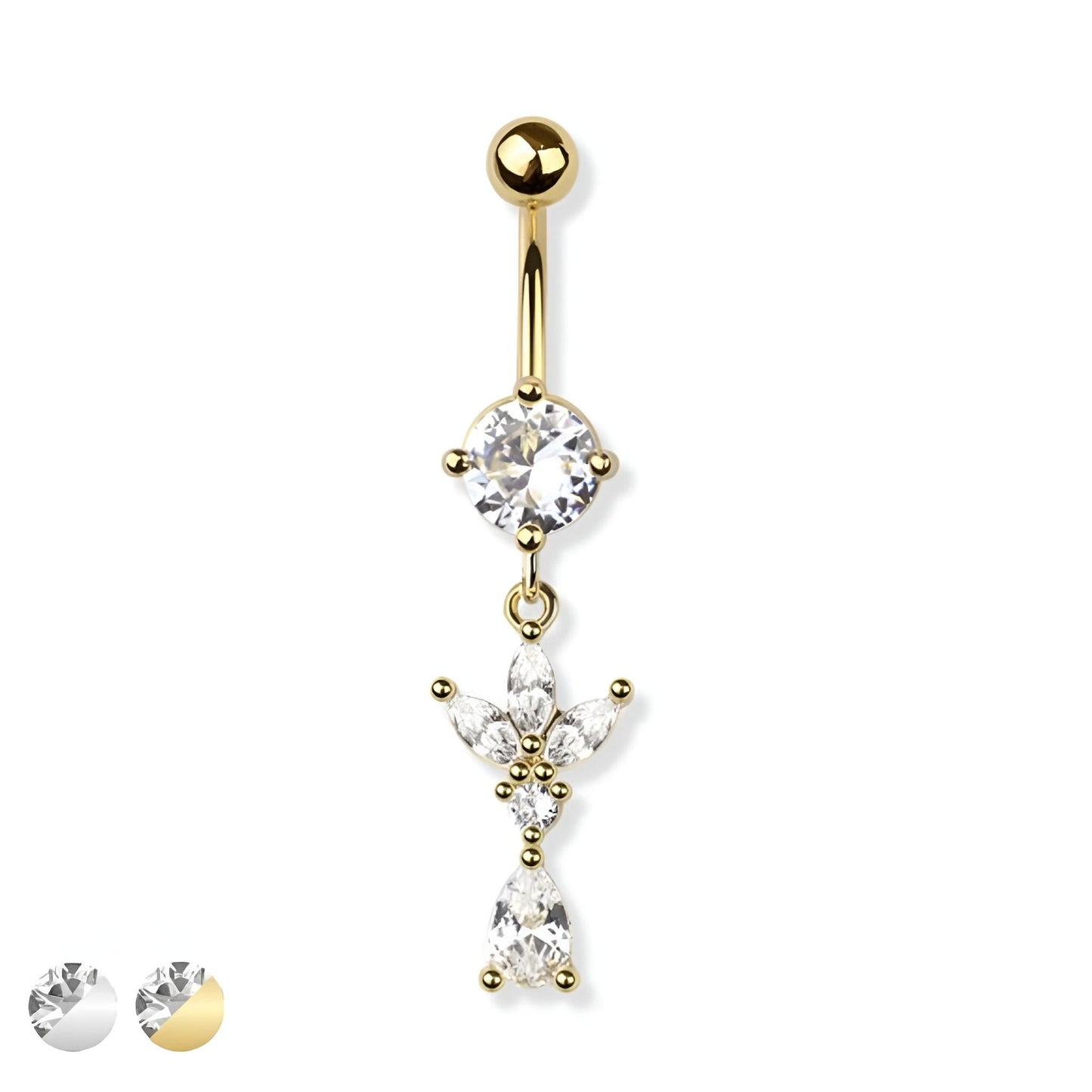 Triple Marquise Tear Drop Belly Bar