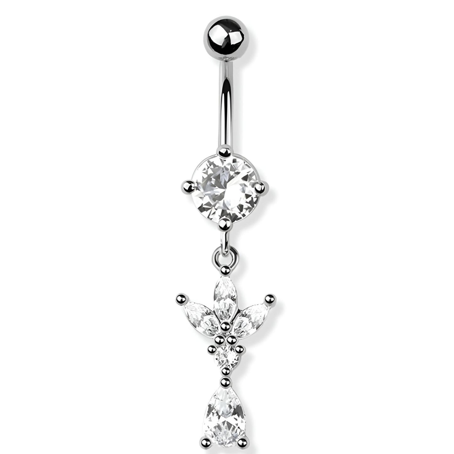 Triple Marquise Tear Drop Belly Bar