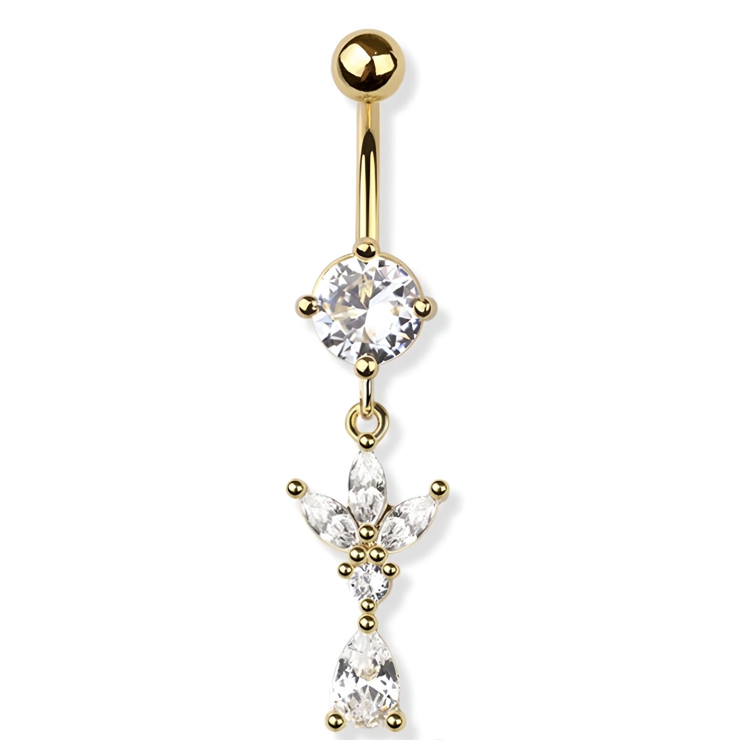 Triple Marquise Tear Drop Belly Bar
