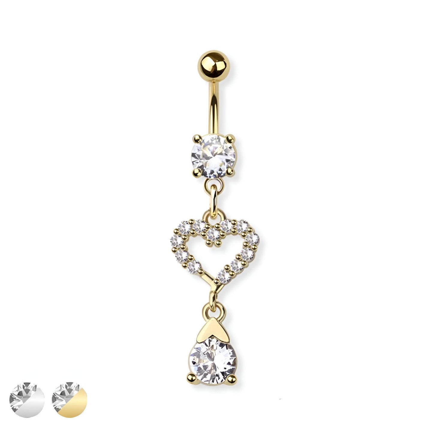 Cz Hear Dangling Belly Bar