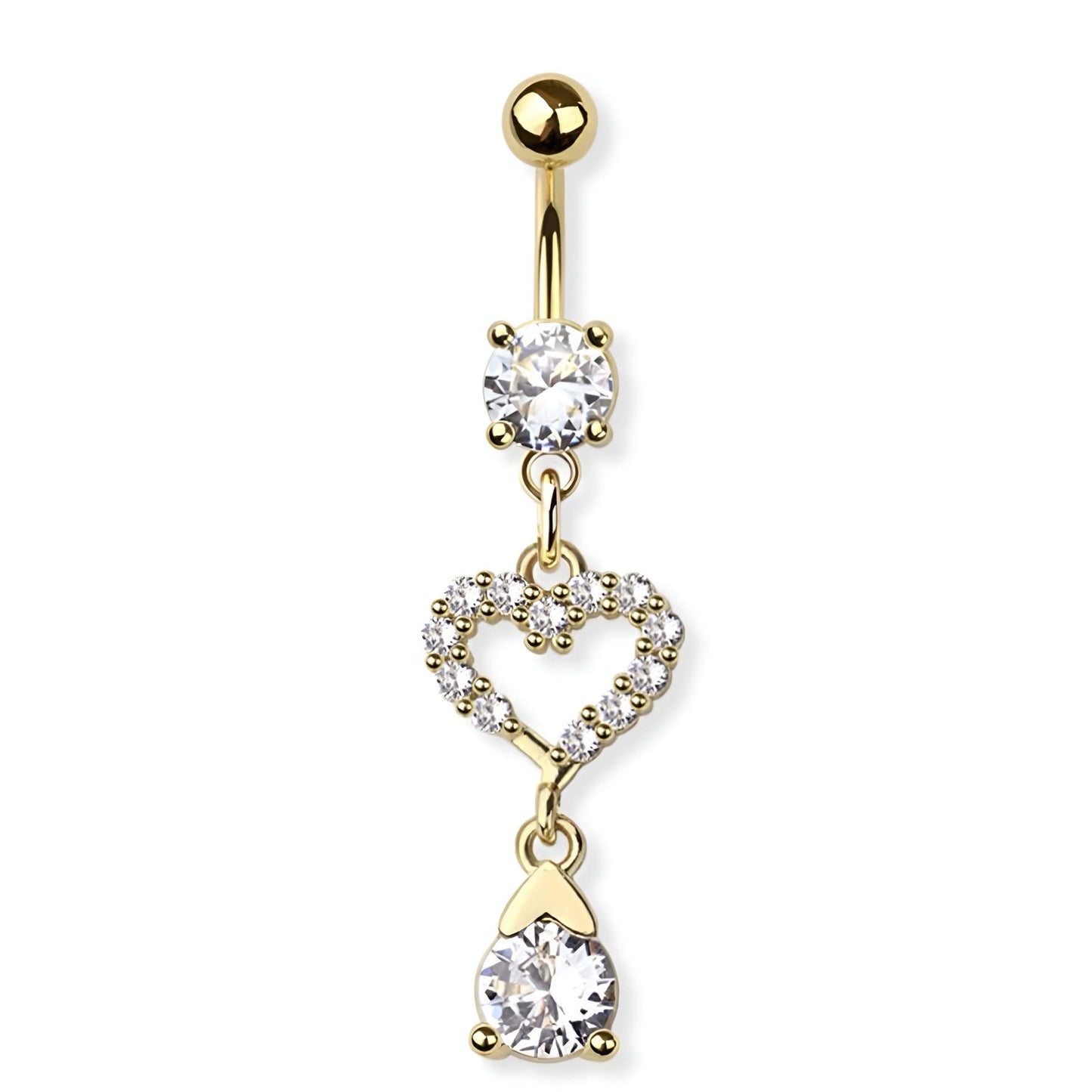 Cz Hear Dangling Belly Bar