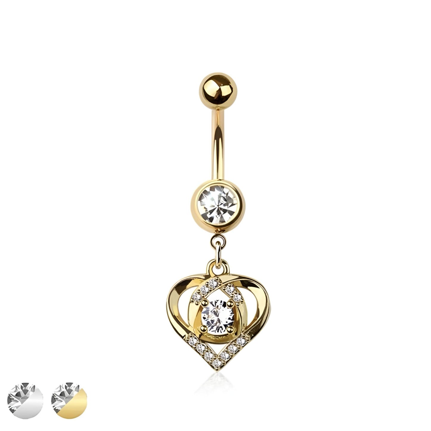 Heart With Bezel Center Belly Bar