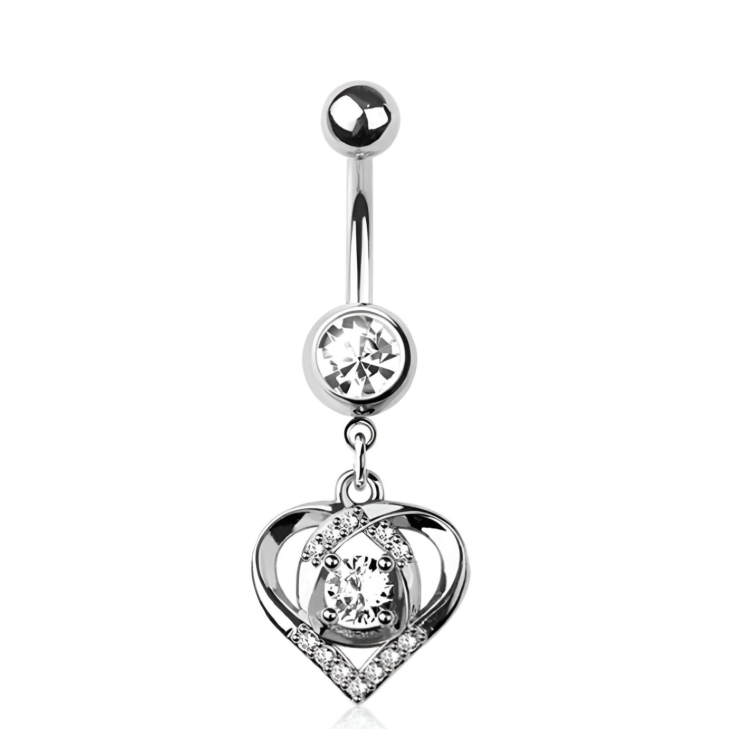 Heart With Bezel Center Belly Bar