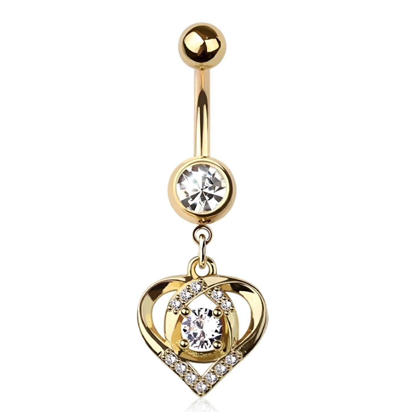 Heart With Bezel Center Belly Bar