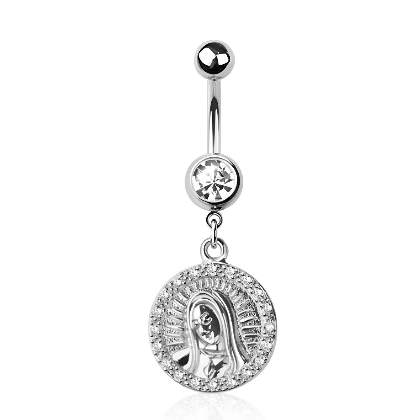 Lady Of Guadalupe Medallion Belly Bar
