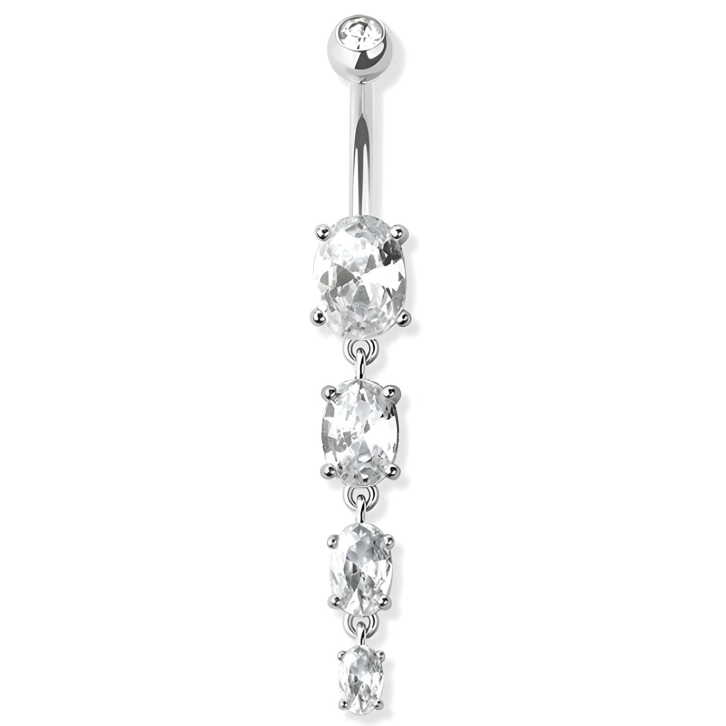Prong Set Four Oval Gem Belly Bar